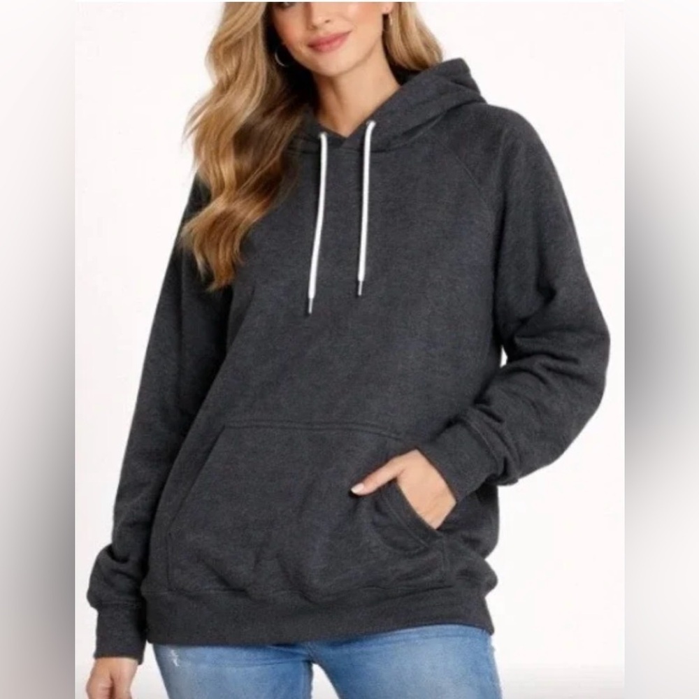 The Warmy Women's Charcoal Grey Fleece Lined Pullover Hoodie